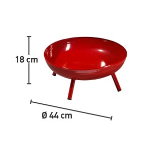 Piros OBI Medford tűzrakó tál acélból, Ø 44 cm, tábortüzekhez a kertben.