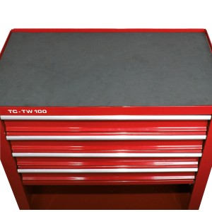 Piros Einhell TC-TW 100 műhelykocsi 4 fiókkal és tárolóval.