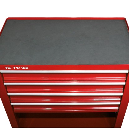 Piros Einhell TC-TW 100 műhelykocsi 4 fiókkal és tárolóval.