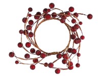 Karácsonyi drótkoszorú 10 cm barna - piros bogyókkal