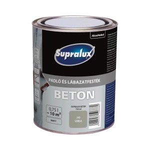 Supralux betonfesték doboz, szürke, matt, 0,75l. Betonfesték beltéri és kültéri használatra.