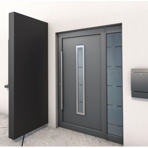 Antracit oldalsó panel (220x90x14,5 cm) előtetőkhöz, oldalsó szélvédelem a bejáratnál.