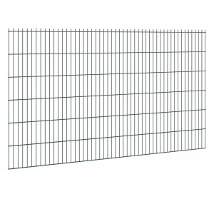 Zöld dupla huzalos kerítés 6/5/6, 123x251 cm, kerti kerítésekhez. Erős kerítés a telekhatárok kijelöléséhez.