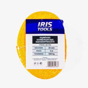 Sárga Iris Tools rögzítő kötél, 3m hosszú, rakomány rögzítésére.