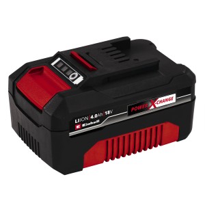 Einhell Power X-Change akkumulátor 18 V 4,0 Ah elektromos szerszámokhoz, fekete és piros.