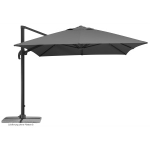 Antracit színű Schneider Rhodos Grande napernyő 400x300 cm kurblival és talplemezzel.