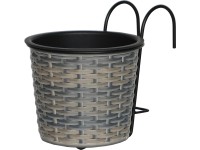 Polirattan balkonra rakható virágcserép antracit-bézs 19 cm x 19 cm x 22 cm