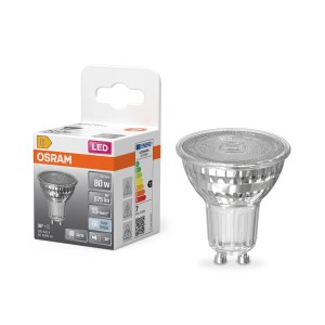 Osram GU10 LED izzó, 4000 K, 575 lm, 6,1 W, semleges fehér fény, csomagolással.