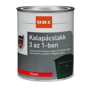 OBI Hammerschlaglack 3in1, fényes ezüst, 750ml-es doboz. Fémvédő festék rozsdavédelemmel.