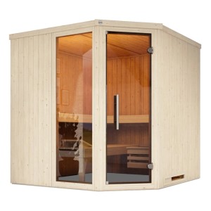 Weka Elementsauna Varberg 3 GTF Trend sarokbejárattal, ablakkal és grafit üvegajtóval.