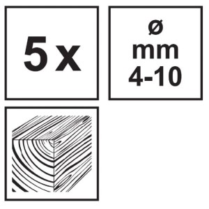 Fúrókészlet fához 4-10 mm, 5 részes