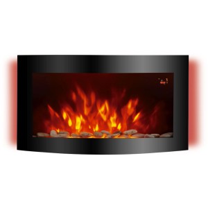 El Fuego Davos (Zürich 2.0) fekete elektromos kandalló LED lángokkal és kövekkel.