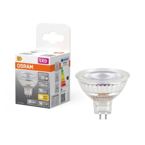 Osram LED izzó GU5.3, Spot MR16, meleg fehér, 3,4W, 345lm, 4,4x5cm, csomagolással.