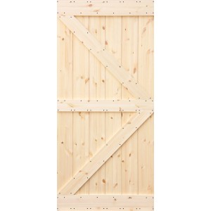 Radex Loft Rustic tolóajtó nyers fenyőfából, rusztikus design fa gerendákkal és sötét szegekkel.