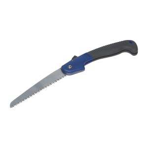LUX összecsukható fűrész 18 cm, kerti fűrész kék-szürke nyéllel és éles pengével.