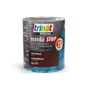 Sötétbarna rozsdavédő festék a Trináttól, fémre alkalmas.