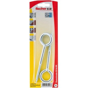 2 db-os Fischer GS 8x100 szemes csavar készlet, horganyzott, kötelek és láncok rögzítéséhez tiplikkel.