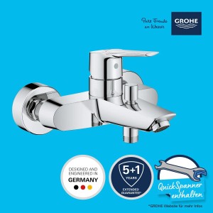 Grohe QuickFix Start fali kádtöltő csaptelep, króm. Egykaros keverő csaptelep fürdőkádhoz.