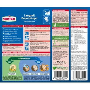 Substral tartós hatású műtrágya balkonvirágokhoz, 750g-os kiszerelés.