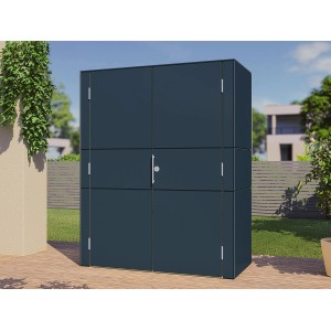 Bertilo kerti szekrény Highboard, 155x75x193 cm, antracit. Időjárásálló HPL szekrény kertbe és teraszra.