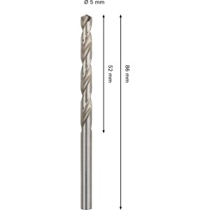 Bosch Pro Metal HSS-G spirálfúró, 5 mm átmérő, ezüst színű.