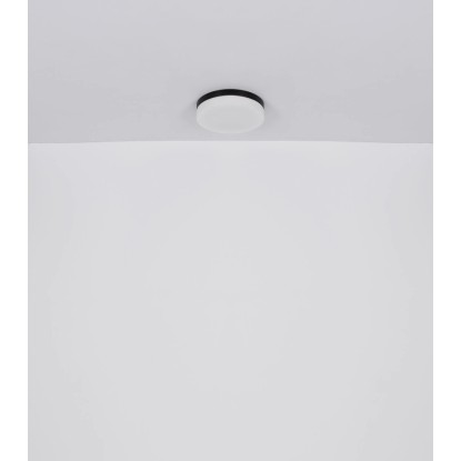 Fekete, kerek Globo kültéri mennyezeti lámpa opál üveggel, 184x65mm, E27 izzókhoz.