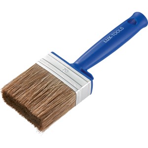 LUX lazúr lapos ecset, 70 mm, kék műanyag nyéllel és szintetikus sörtékkel.
