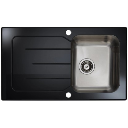 OBI Quadra Basic 86 GL beépíthető üveg mosogató 50 cm x 86 cm fekete