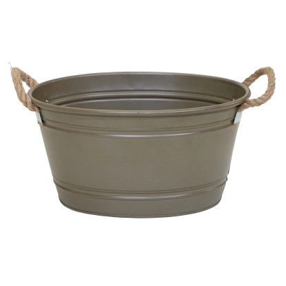 M Collections Beat Oval Rope cink kád 28 cm x 37 cm x 52 cm olívaszürke